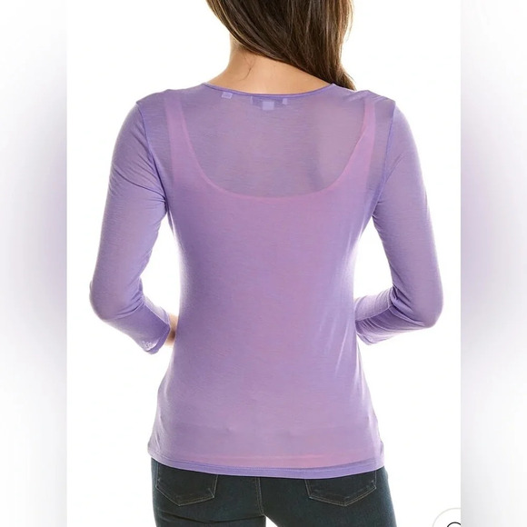 Vince Sheer 3/4 Sleeve Crew in Sugar Plum Combo - Picture 2 of 7
